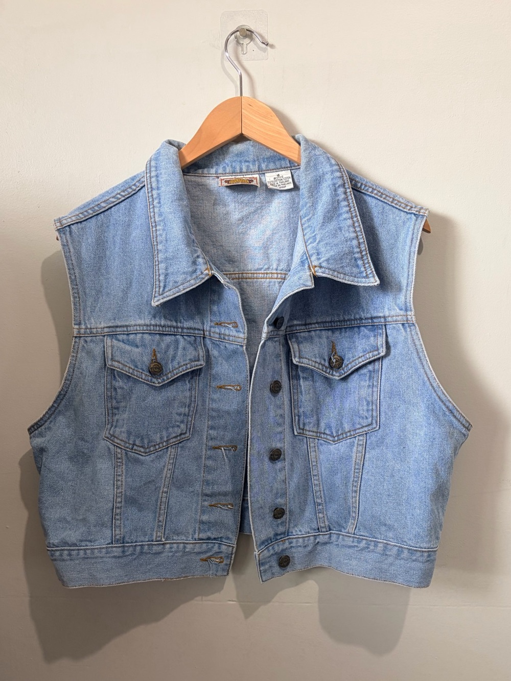 Vintage 90s Nevada Jeanswear Sleeveless Denim Trucker Vest Light Blue 16